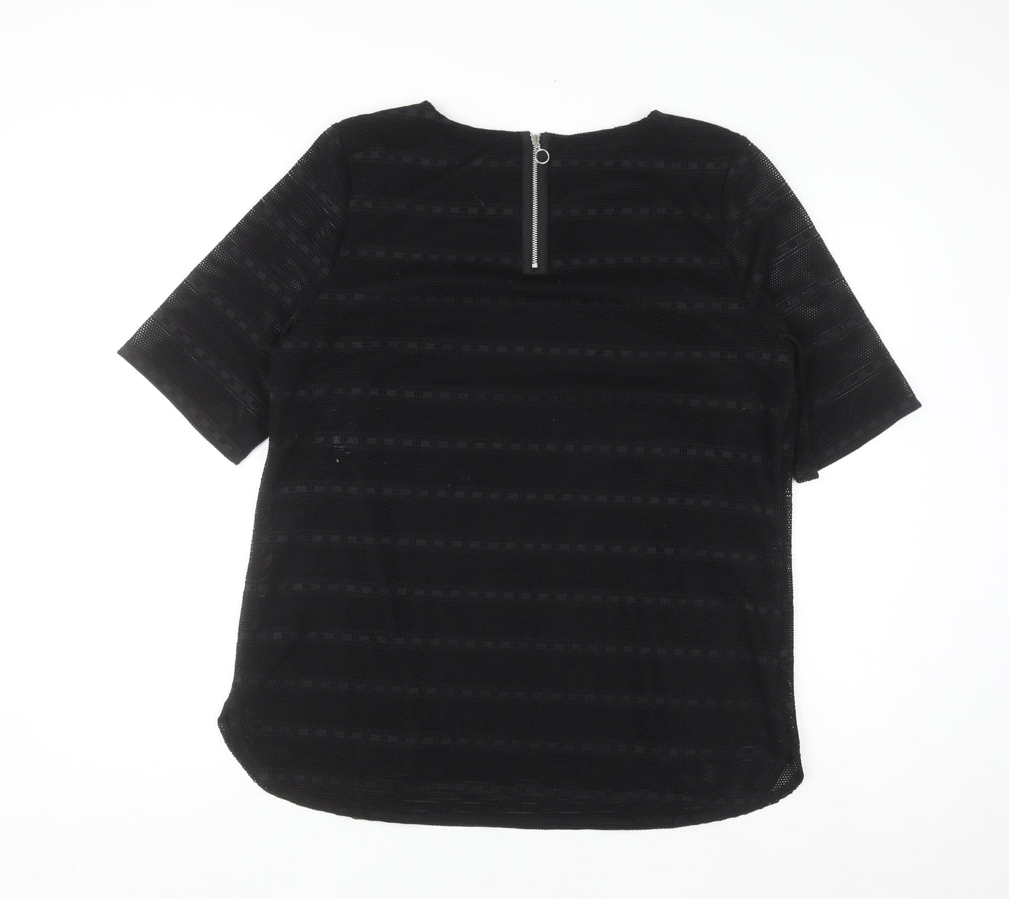 Dunnes Women Black Mesh Zip Back Blouse Size 20