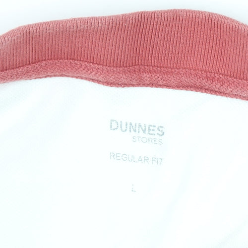Dunnes Stores Men's Rust Striped Polo Shirt Large Regular Fit Cotton