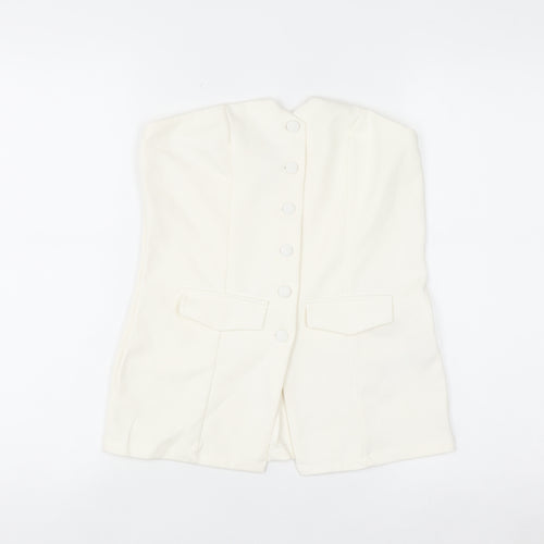 Primark Women Ivory Sleeveless Button Blouse Size S