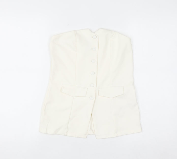 Primark Women Ivory Sleeveless Button Blouse Size S