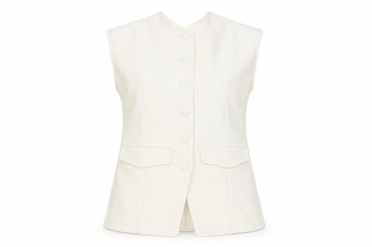 Front view of Primark Women Ivory Sleeveless Button Blouse, size S