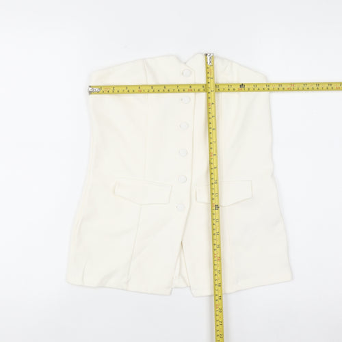 Primark Women Ivory Sleeveless Button Blouse Size S
