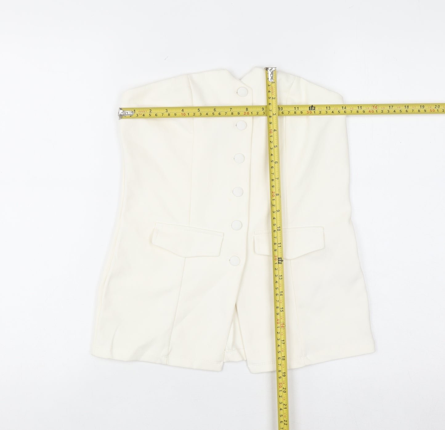 Primark Women Ivory Sleeveless Button Blouse Size S