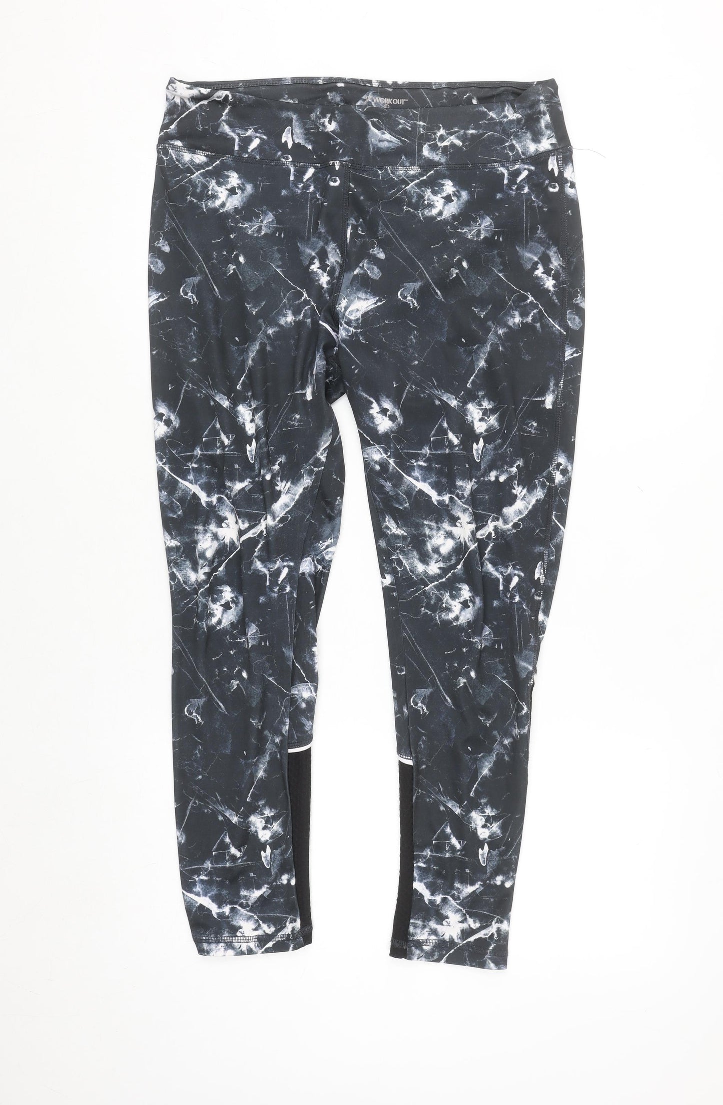 SE Workout Women's Black Marble Print Ankle Leggings Size 14