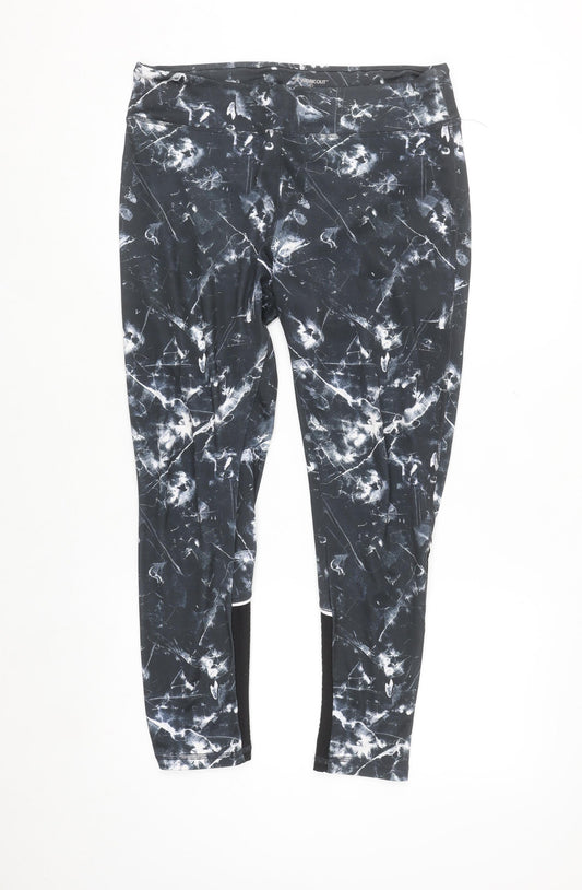 SE Workout Women's Black Marble Print Ankle Leggings Size 14
