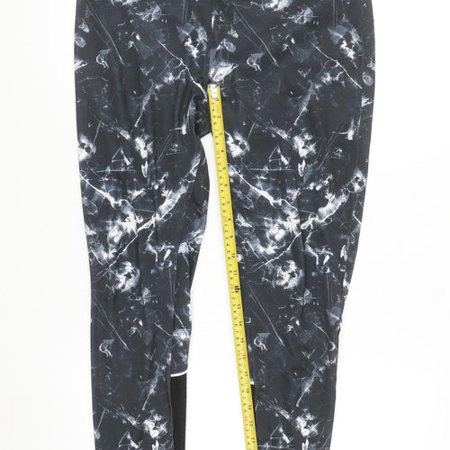 SE Workout Women's Black Marble Print Ankle Leggings Size 14