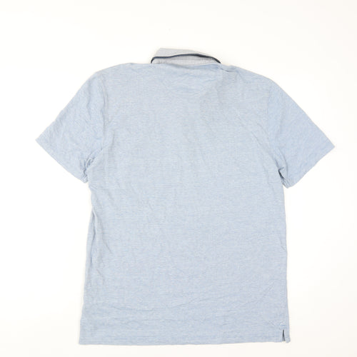 Next Men's Blue Slim Fit Cotton Polo Shirt L Short Sleeve