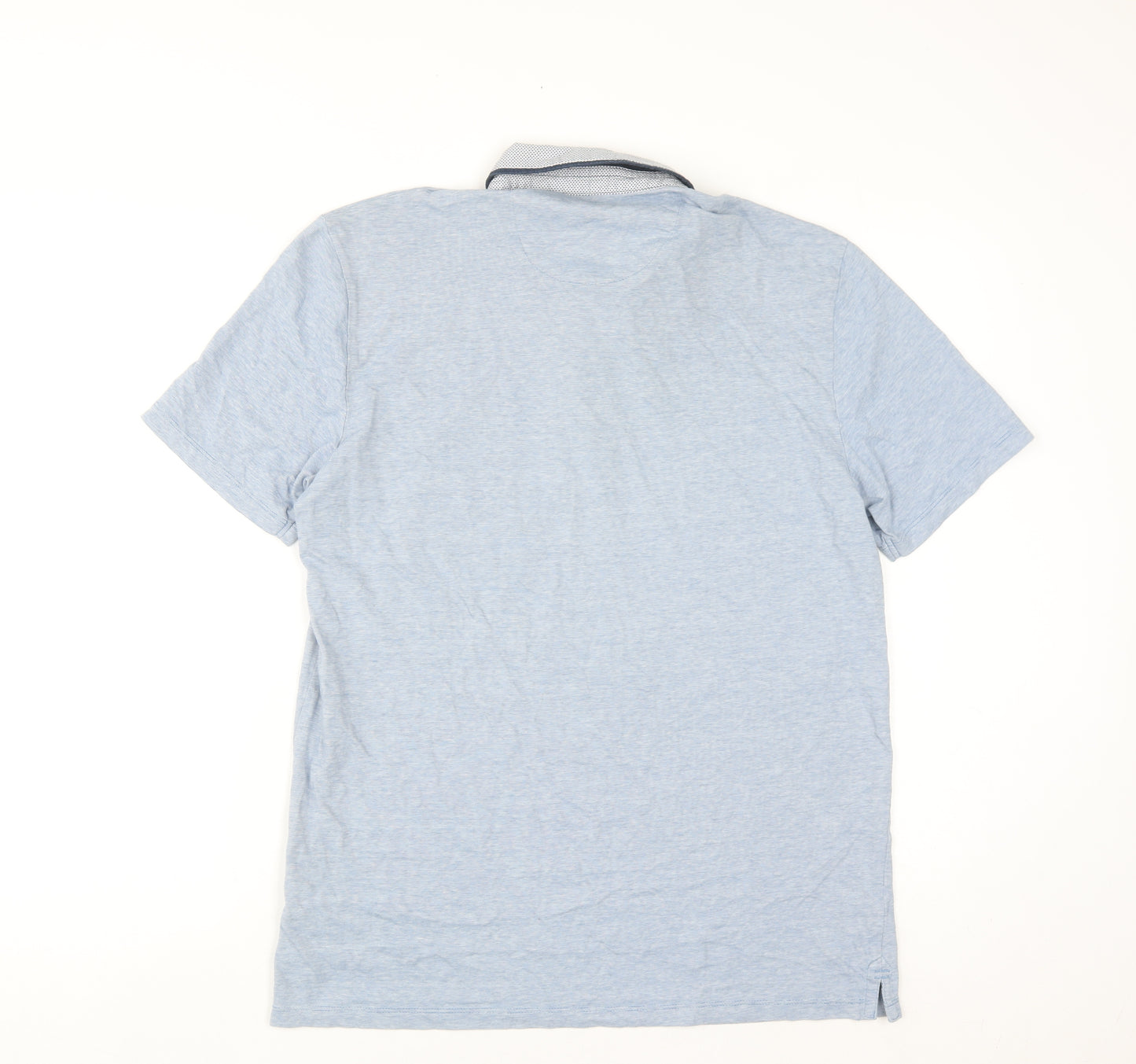 Next Men's Blue Slim Fit Cotton Polo Shirt L Short Sleeve