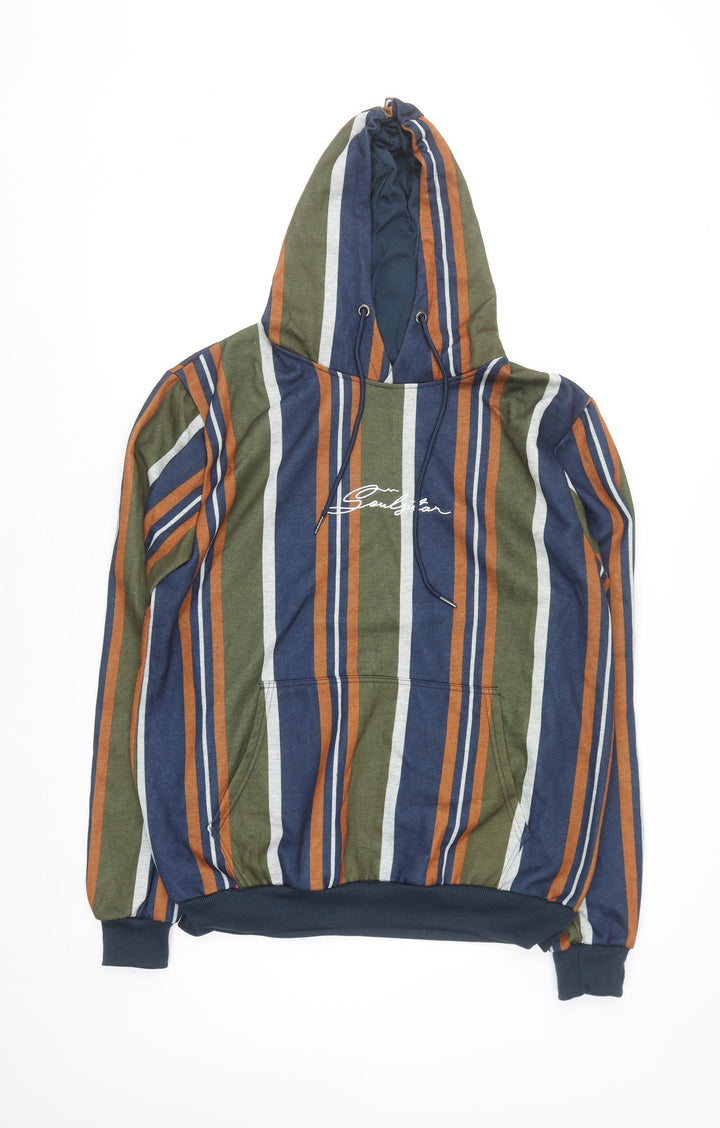 Soul Star Mens Multicoloured Striped Pullover Hoodie XL