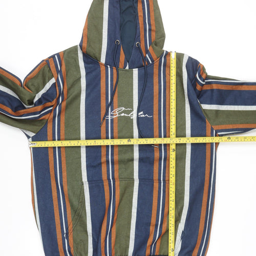 Soul Star Mens Multicoloured Striped Pullover Hoodie XL