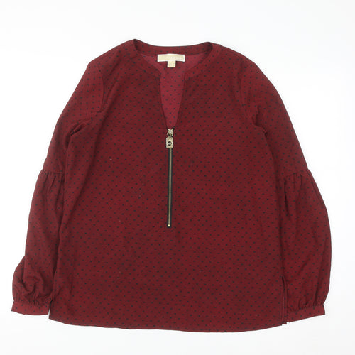 Michael Michael Kors Women's Red Geometric Zip Tunic Blouse XS