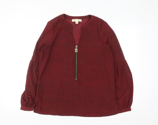 Michael Michael Kors Women's Red Geometric Zip Tunic Blouse XS
