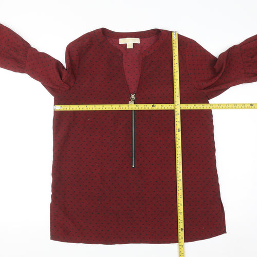 Michael Michael Kors Women's Red Geometric Zip Tunic Blouse XS