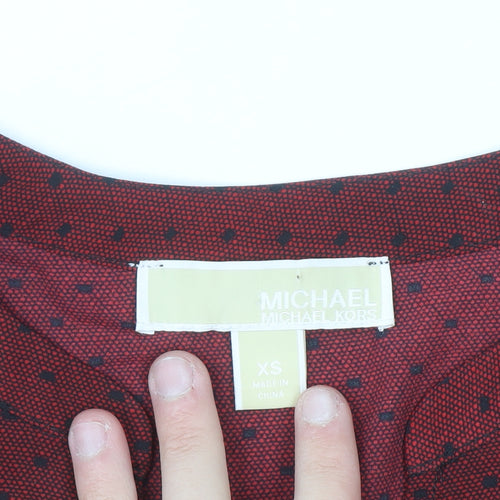 Michael Michael Kors Women's Red Geometric Zip Tunic Blouse XS