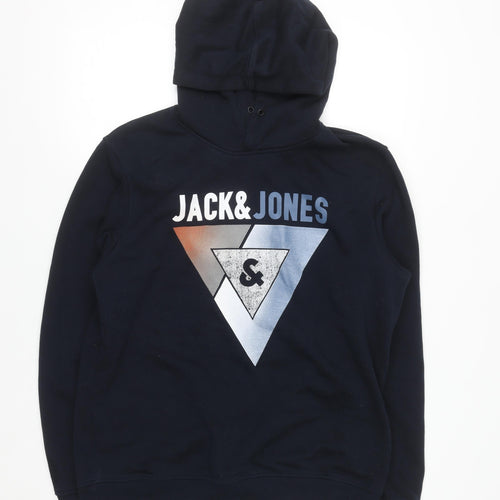 Jack & Jones Men's Black XL Pullover Hoodie with Graphic Print