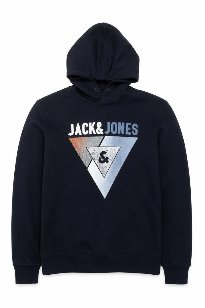 Jack & Jones Men's Black XL Pullover Hoodie with Graphic Print