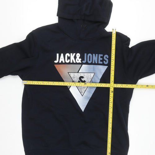 Jack & Jones Men's Black XL Pullover Hoodie with Graphic Print