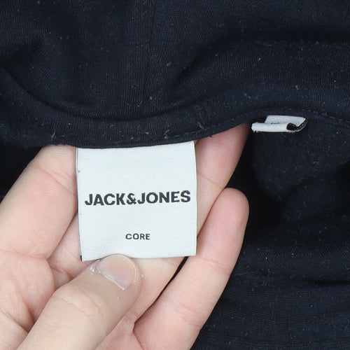 Jack & Jones Men's Black XL Pullover Hoodie with Graphic Print