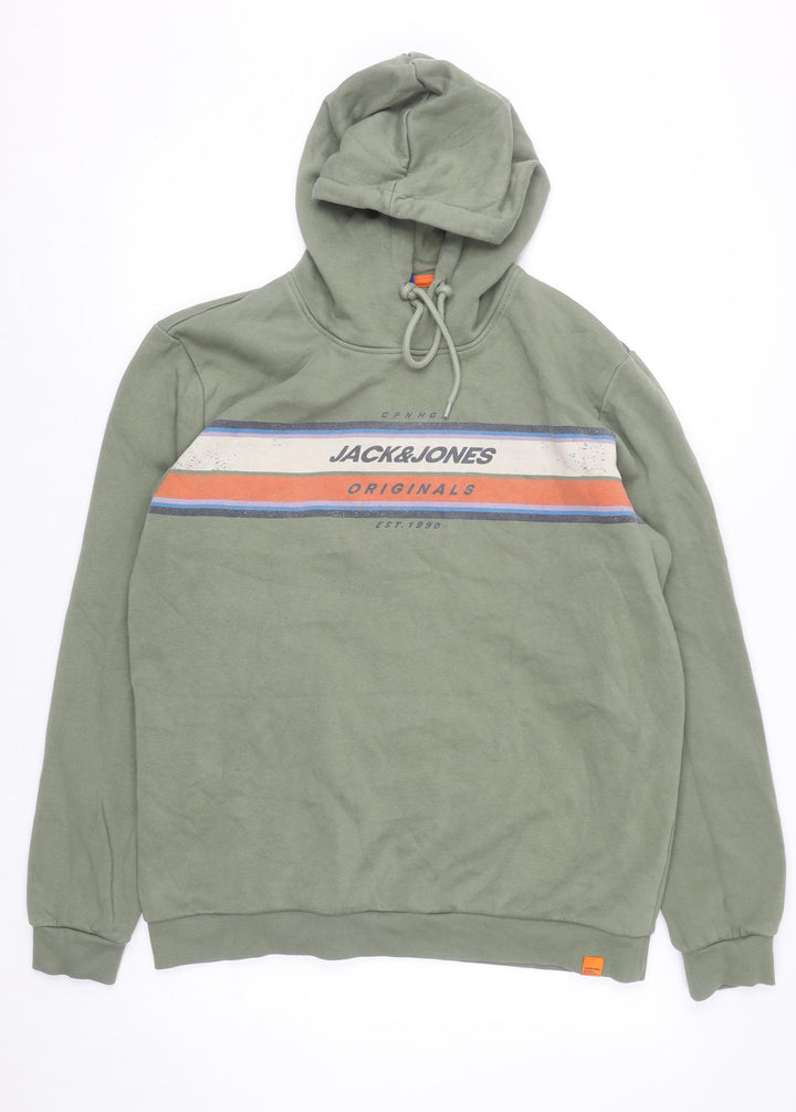 Jack & Jones Men's Green XL Pullover Hoodie Fleece Sweatshirt