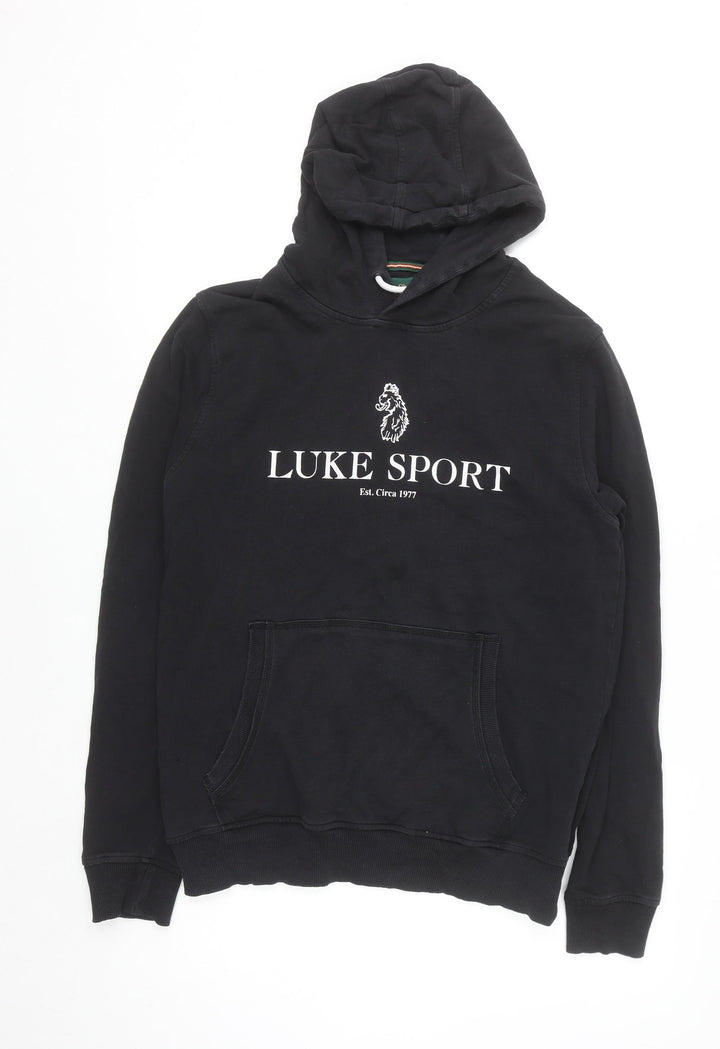 Luke Sport Men's Black XL Pullover Hoodie with Logo Print