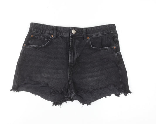 Primark Women’s Black Denim Cut-Off Shorts Size 10 High Rise