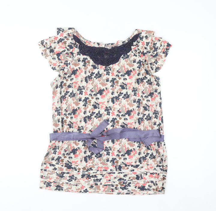 A|wear Women's Multicoloured Floral Beaded Tunic Blouse Size 8