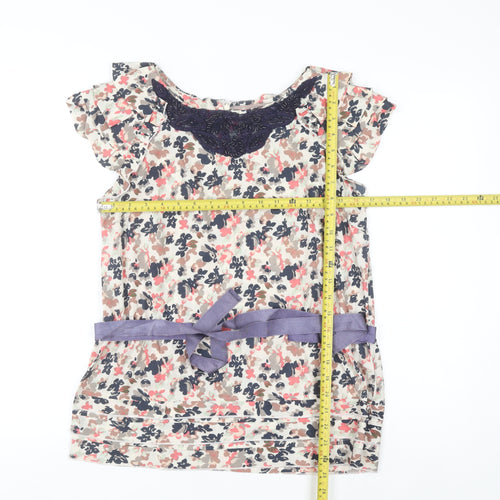 A|wear Women's Multicoloured Floral Beaded Tunic Blouse Size 8