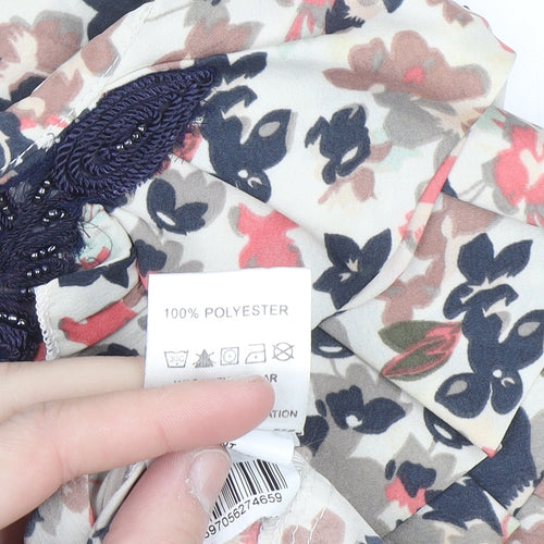 A|wear Women's Multicoloured Floral Beaded Tunic Blouse Size 8