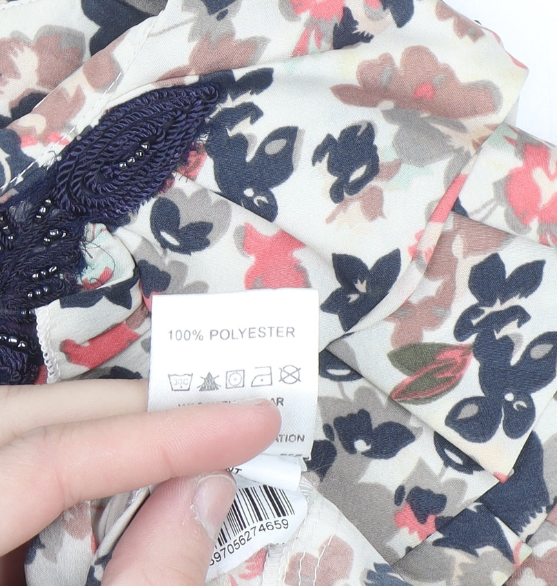 A|wear Women's Multicoloured Floral Beaded Tunic Blouse Size 8