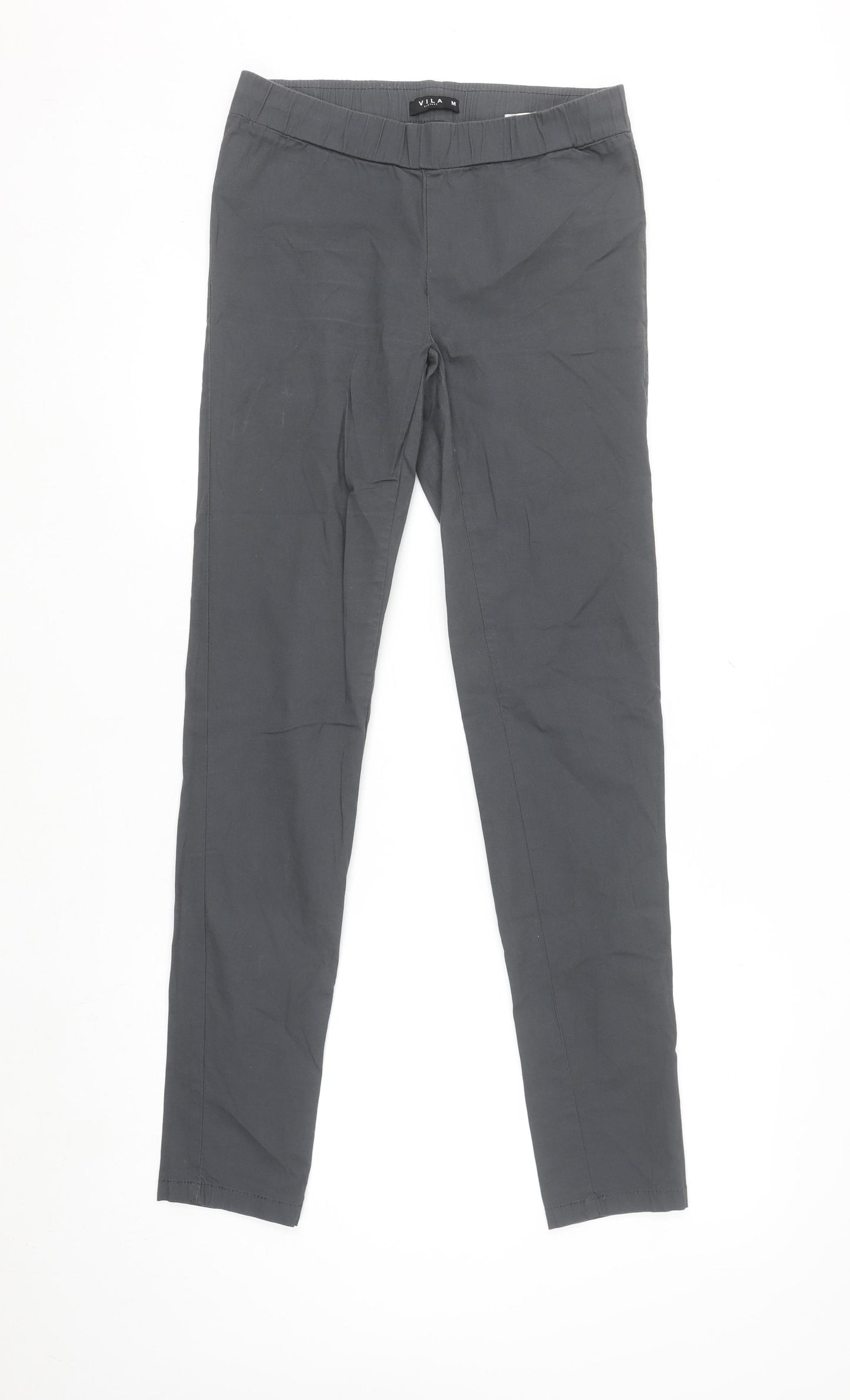 Vila Women Grey Slim Fit Stretch Leggings M Cotton Blend