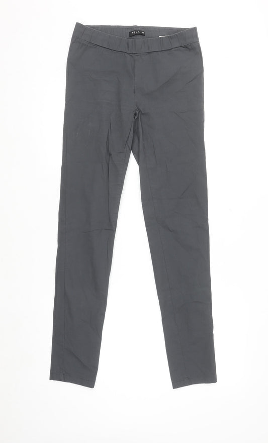 Vila Women Grey Slim Fit Stretch Leggings M Cotton Blend