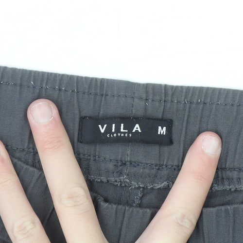 Vila Women Grey Slim Fit Stretch Leggings M Cotton Blend