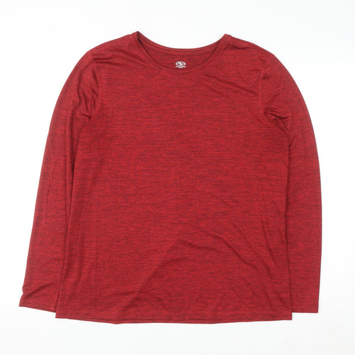 Athletic Works Womens Red Long Sleeve Active T-Shirt Size L 12-14