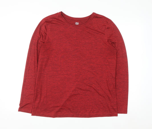 Athletic Works Womens Red Long Sleeve Active T-Shirt Size L 12-14