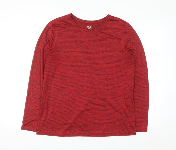Athletic Works Womens Red Long Sleeve Active T-Shirt Size L 12-14