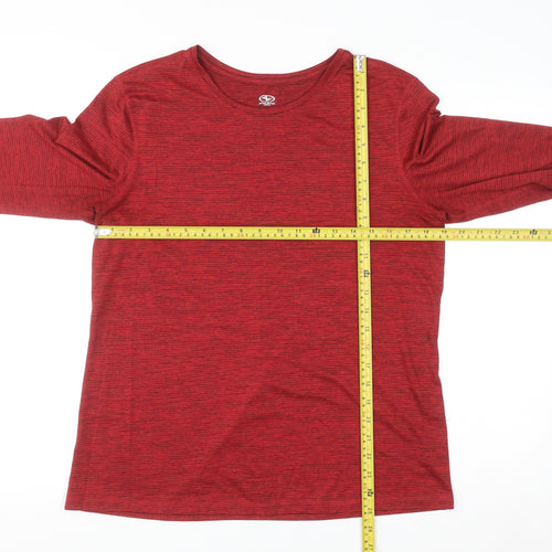 Athletic Works Womens Red Long Sleeve Active T-Shirt Size L 12-14