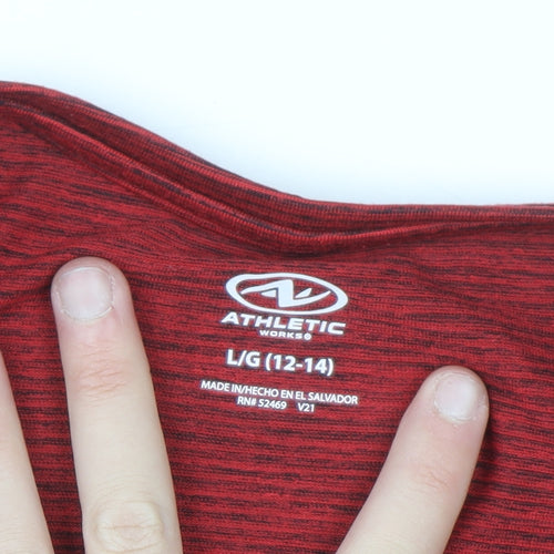 Athletic Works Womens Red Long Sleeve Active T-Shirt Size L 12-14