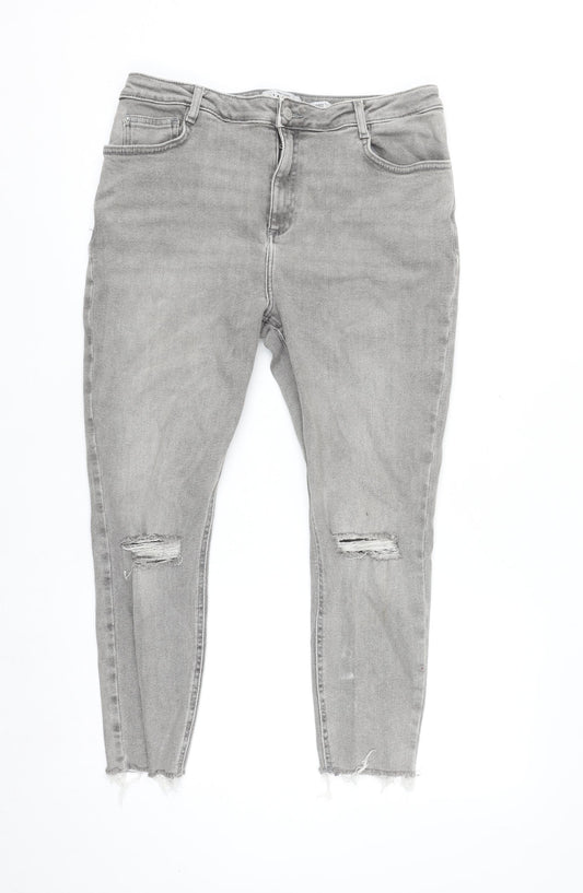 New Look Hallie Women's Grey High Rise Skinny Jeans Size 16