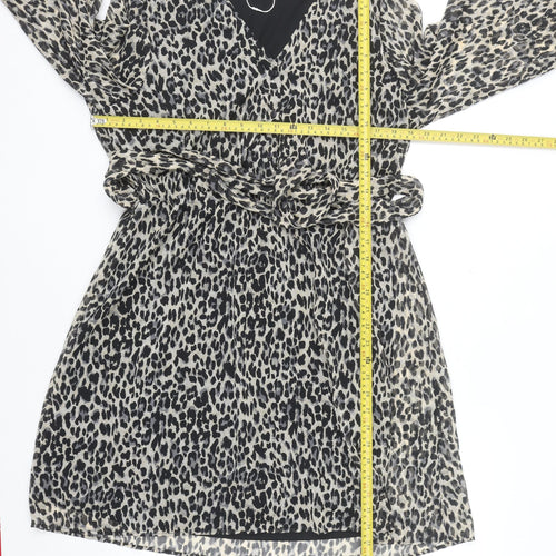 ONLY Women’s Multicoloured XL Leopard Print V-Neck Wrap Dress