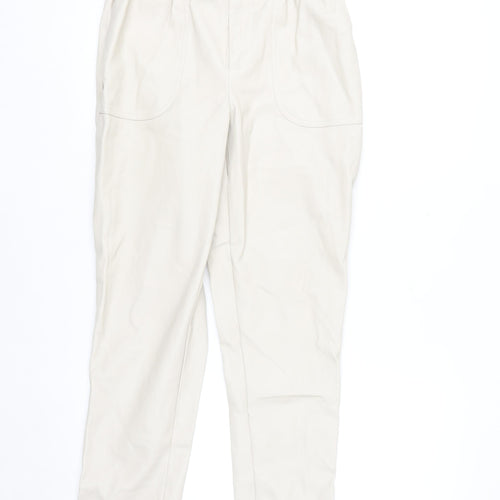 Primark Women’s Beige Faux Leather Paperbag Trousers Size 10