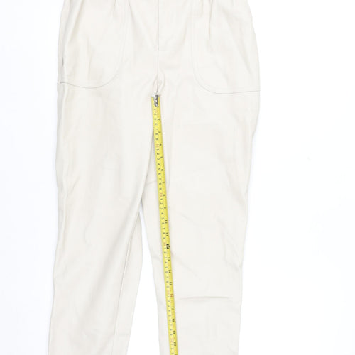 Primark Women’s Beige Faux Leather Paperbag Trousers Size 10