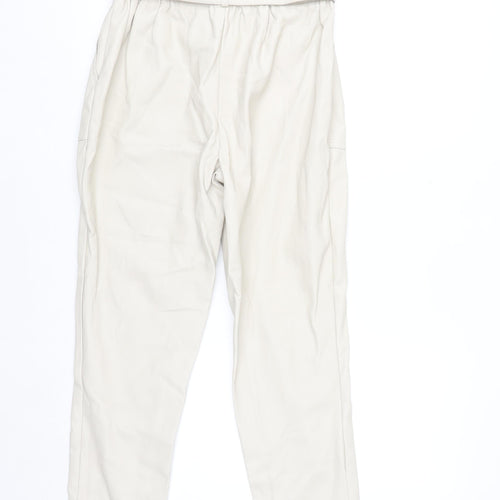 Primark Women’s Beige Faux Leather Paperbag Trousers Size 10