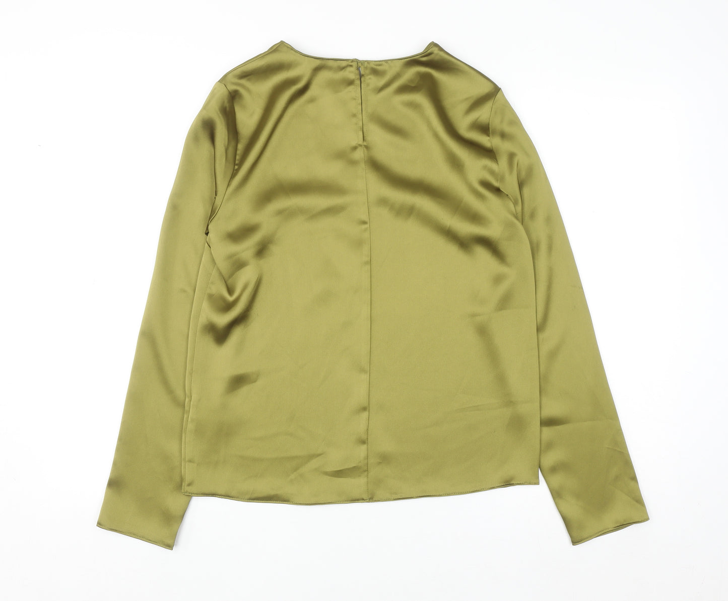 Primark Women’s Green Satin Long Sleeve V-Neck Blouse Size 6