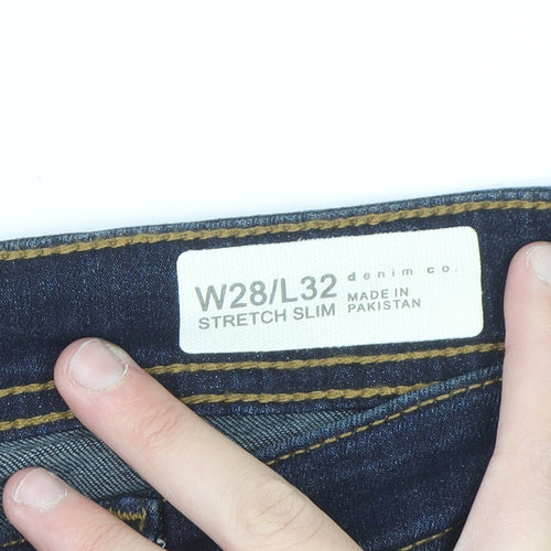 Denim Co Women Slim Fit Dark Blue Stretch Jeans Size 12 W28 L32