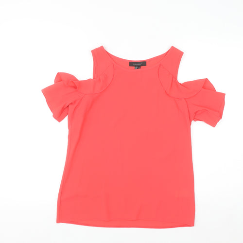 Atmosphere Women Pink Cold Shoulder Ruffle Blouse Size 8