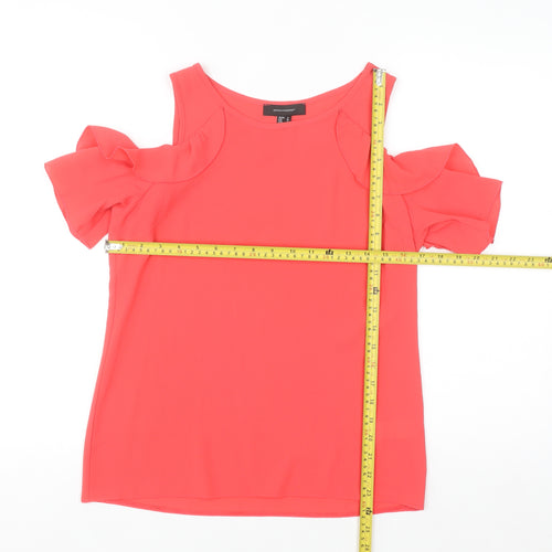 Atmosphere Women Pink Cold Shoulder Ruffle Blouse Size 8