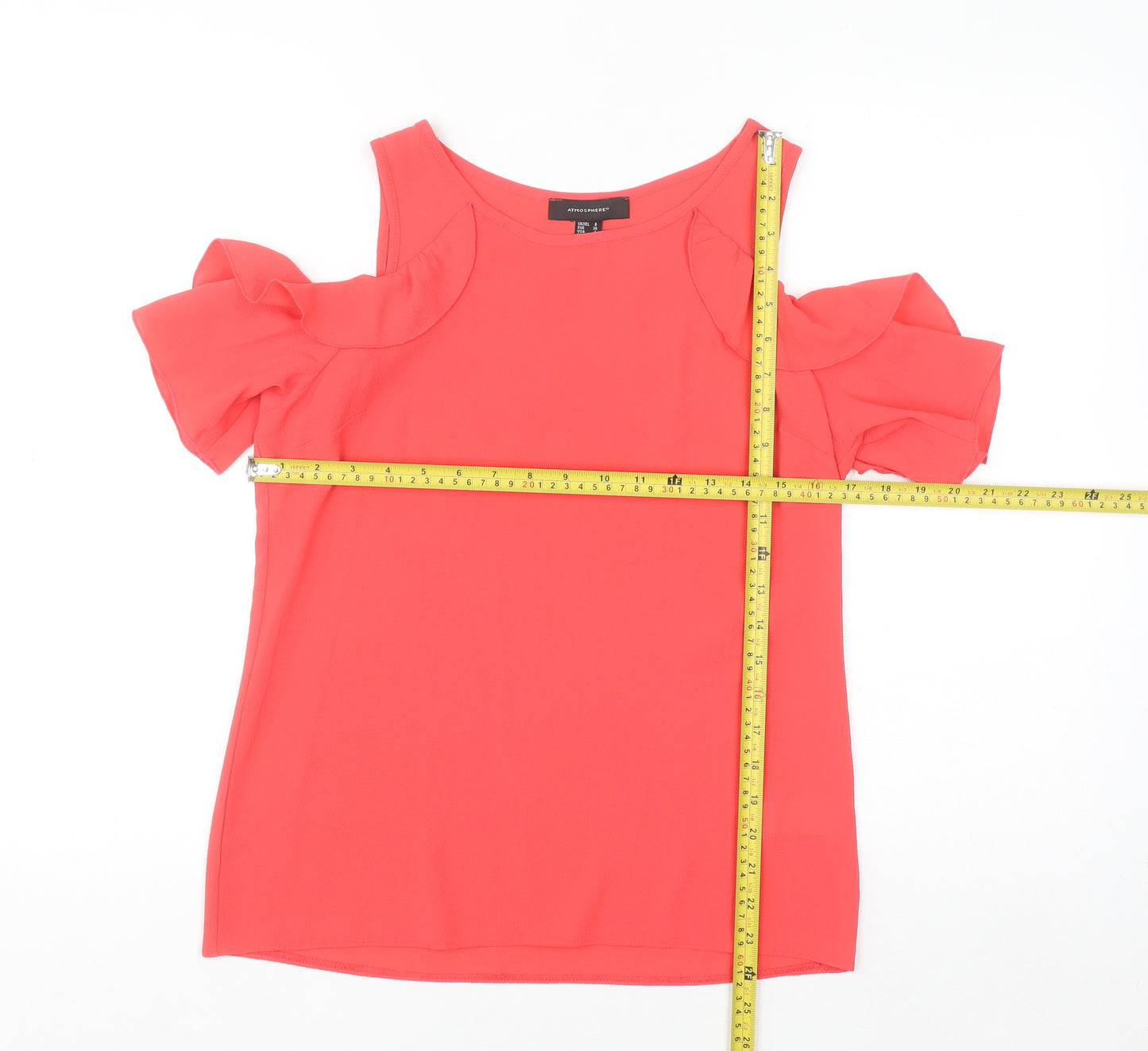 Atmosphere Women Pink Cold Shoulder Ruffle Blouse Size 8
