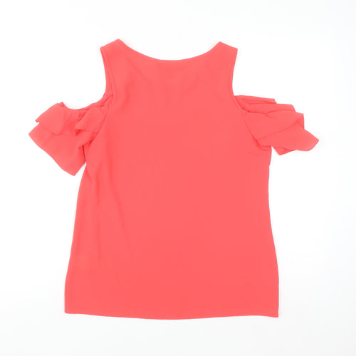 Atmosphere Women Pink Cold Shoulder Ruffle Blouse Size 8