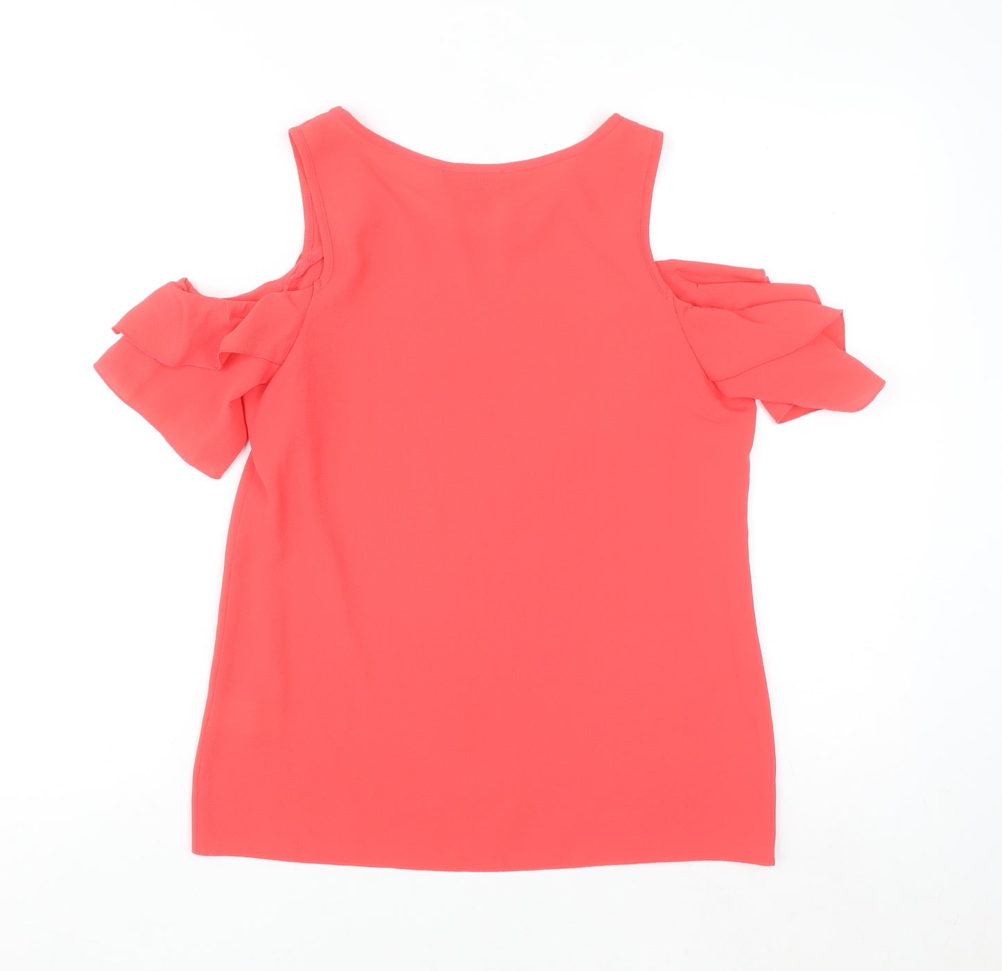 Atmosphere Women Pink Cold Shoulder Ruffle Blouse Size 8