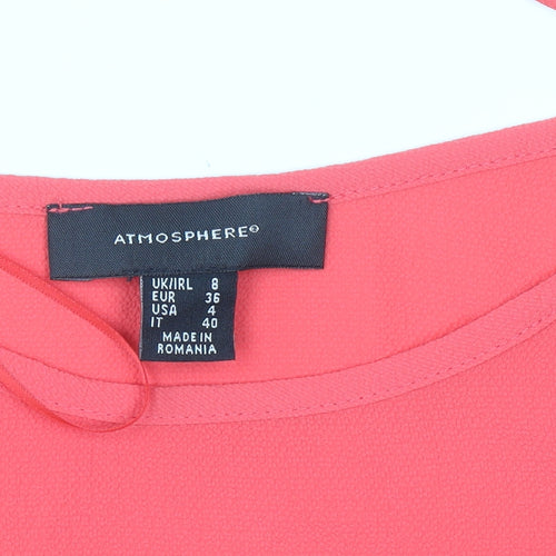 Atmosphere Women Pink Cold Shoulder Ruffle Blouse Size 8